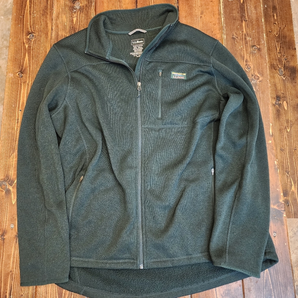 L.L. Bean Men's Dark Green Full Zip Fleece Jacket XXLT Tall